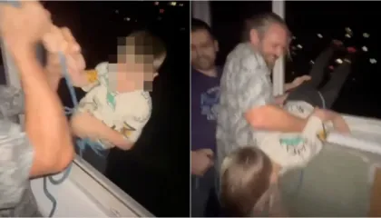 Video/ Pamje të rënda, babai i pirë var me litar djalin e tij nga kati i shtatë i pallatit për të argëtuar miqtë