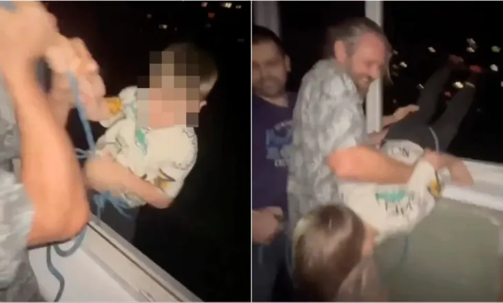 Video/ Pamje të rënda, babai i pirë var me litar djalin e tij nga kati i shtatë i pallatit për të argëtuar miqtë