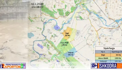 VIDEO – Rritet sipërfaqja e mbuluar nga uji, ja si paraqitet situata në Qarkun e Shkodrës…