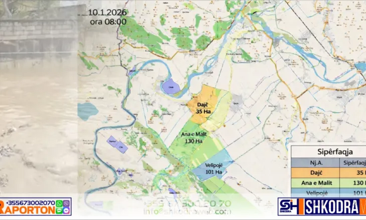 VIDEO – Rritet sipërfaqja e mbuluar nga uji, ja si paraqitet situata në Qarkun e Shkodrës…