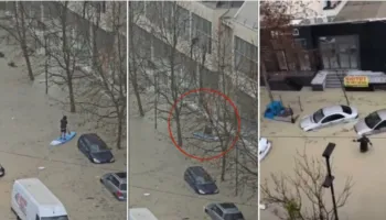 VIDEO / Shiu përmbyt rrugën në Durrës, qytetari gjen zgjidhjen e pazakontë