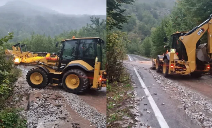VIDEO-Shkaktohen problematika nga reshjet e shiut në qarkun e Shkodrës, bllokohet një pjesë e rrugës në aksin Ura e Shtrejtë–Prekal