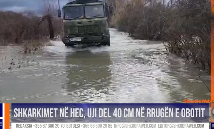 VIDEO – Shkarkimet në HEC- e krijojnë problemet e para, 40 cm ujë në rrugën kryesore të Obotit…