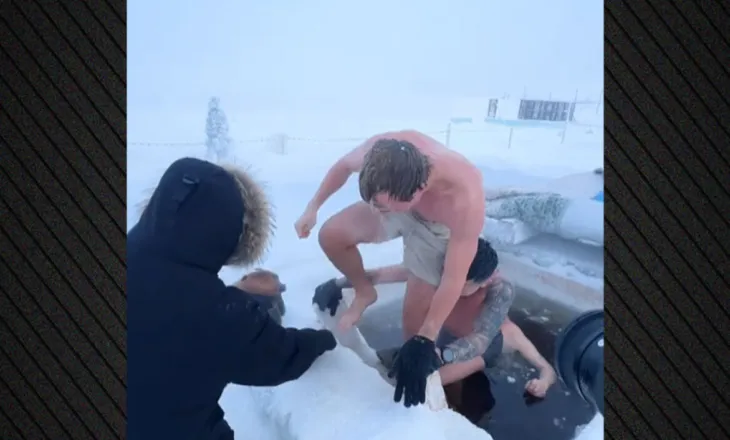 VIDEO/ YouTuber-i holandez sfidon të ftohtin ekstrem dhe zhytet në ujë në temperatura −52°C në Siberi