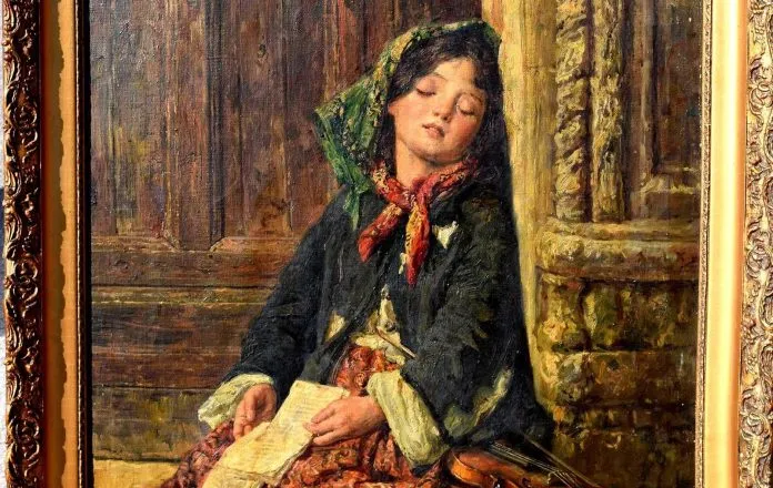 “Violinistja shëtitëse duke fjetur”, piktura që të rrëqeth sa herë e shikon