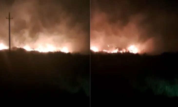 Zjarr në zonën e Lagunës në Orikum, era e fortë favorizon përhapjen e flakëve