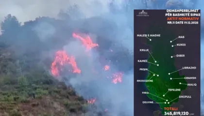 Zjarret e verës/ Mbrojtja: Mbi 345 milionë lekë dëmshpërblim për 15 bashkitë e prekura (LISTA)