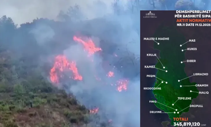 Zjarret e verës/ Mbrojtja: Mbi 345 milionë lekë dëmshpërblim për 15 bashkitë e prekura (LISTA)