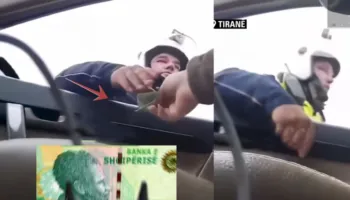 10 mijë lekë në dorë/ Qytetari filmon policin duke marrë ryshfet në autostradën Tiranë–Durrës