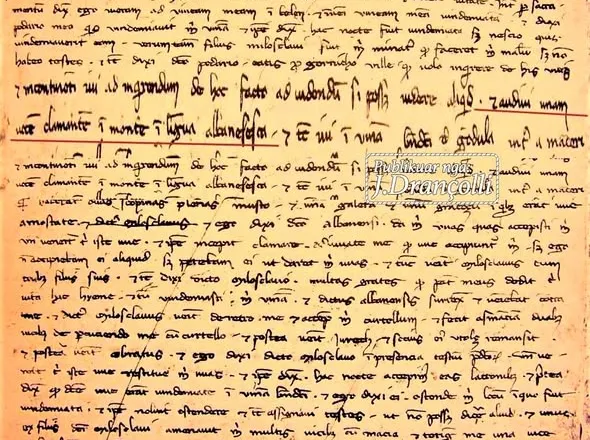 14 korrik 1284, përmendet për herë të parë gjuha shqipe: “Dëgjova një zë që thërriste në mal në gjuhën arbërore”