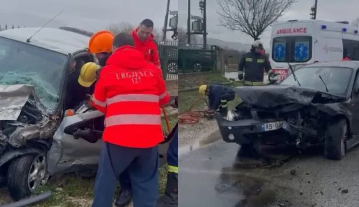 Aksident në aksin Gjirokastër–Tepelenë, shoferi mbetet i bllokuar brenda automjetit