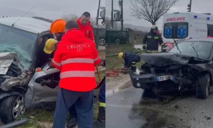 Aksident në Gjirokastër-Tepelenë, 3 të plagosur. Zjarrfikësit nxjerrin shoferin nga mjeti i shkatërruar