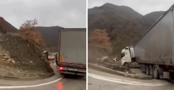 ARRSH devijoi qarkullimin pas dëmtimeve serioze/ Nisin problemet në rrugën alternative, 3 trajlera bllokohen në Moglicë