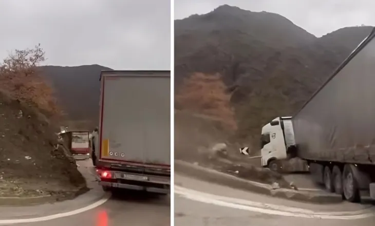 ARRSH devijoi qarkullimin pas shembjeve në Librazhd-Prrenjas/ Tre trajlera bllokohen në rrugën Maliq-Gramsh