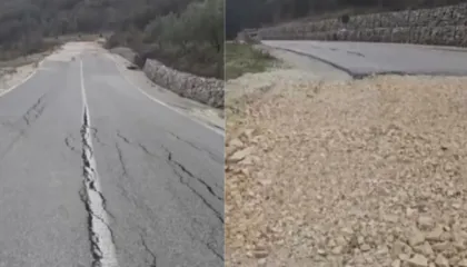 Dëmtohet rruga Vllahinë-Poçem, çahet asfalti, mjetet qarkullojnë me vështirësi