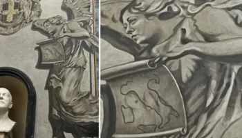 Engjëll apo kryeministre? Afresku me fytyrën e Giorgia Melonit në Romë ndez debate dhe polemika