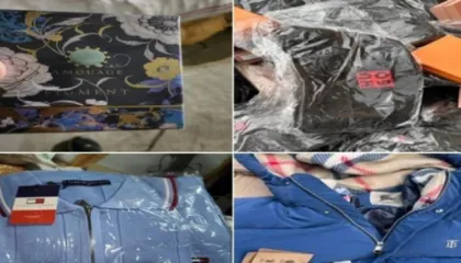 FOTO – Durrës/ Bllokohen mbi 103 mijë veshje të falsifikuara me marka të njohura