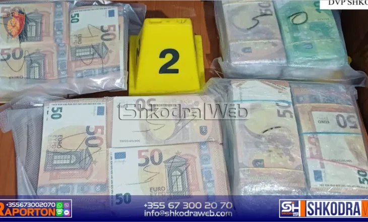FOTO+EMRI – Arrestohet 19 vjeçari nga Shkodra, iu gjetën në banesë 164 mijë euro të dyshuara false dhe municion