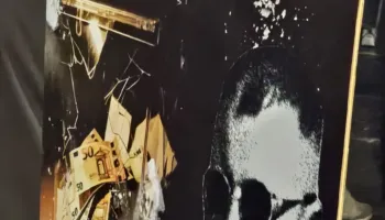 Fotolajm nga protesta, pankarta me spec dhe flamuri amerikan