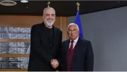 Kryeministri Rama publikon foto nga takimi në Bruksel me António Costan: Me Presidentin e Këshillit Europian dhe mikun tim të çmuar