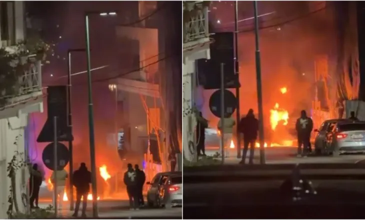 Makina përfshihet nga flakët gjatë lëvizjes, bllokohet rruga në zonën e Ujit të Ftohtë