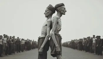 Mauthausen/ Dy skeletet që mbijetuan duke u mbështetur te njeri-tjetri për te mos vdekur