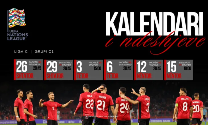 Nations League/ Zbardhet kalendari, Kombëtarja e nis në shtëpi kundër Bjellorusisë më 26 shtator & e mbyll në transfertë më 15 nëntor