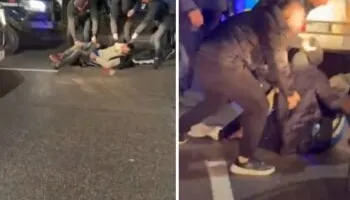 Policia tërheq zvarrë disa qytetarë për t’i shoqëruar në komisariat pasi protestonin