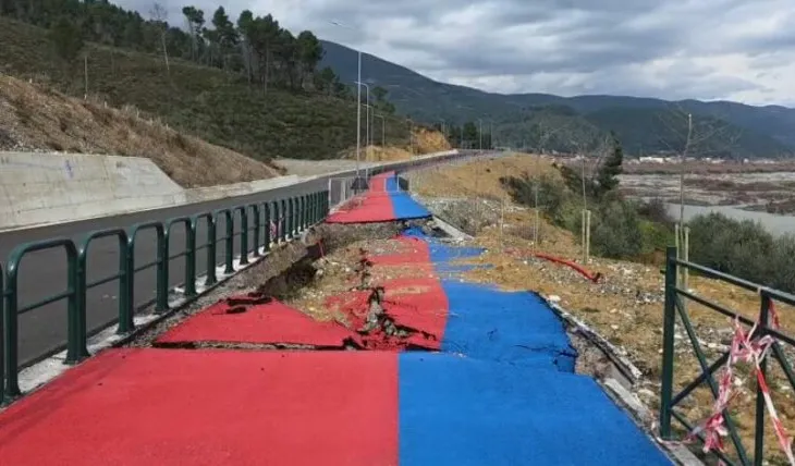 “Projekte fasadë që shemben…”/ Shembet segmenti i rrugës së Automotoparkut në Elbasan, deputetja e PD: Miliona euro..