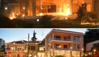 Protestuesit e PD i vunë zjarrin vilës së ish-diktatorit Hoxha, ministri Gonxhe: 12 artistë ndodheshin sot aty, ky është një agresion i hapur