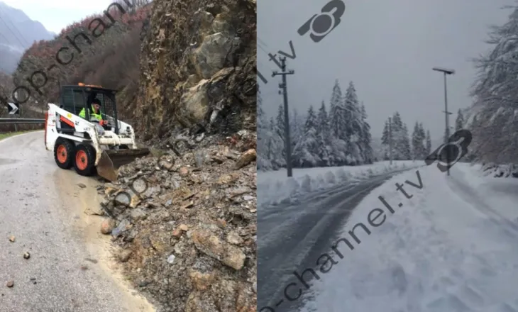 Reshje dëbore në Qarkun e Kukësit, probleme me energjinë elektrike dhe rënie inertesh në disa akse rrugore