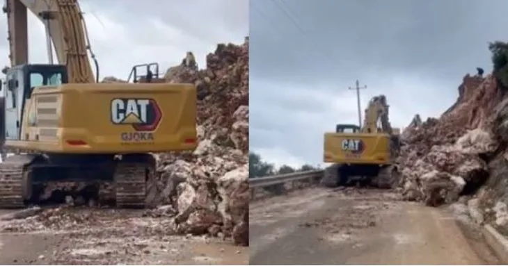 Shembet një tjetër rrugë, masivi i gurëve bllokon aksin drejt Dhërmiut