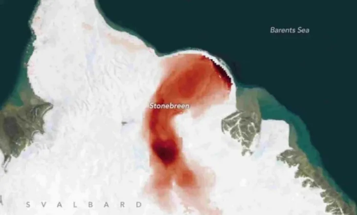 Shkencëtarët e NASA-s zbulojnë një ‘zemër të kuqe’ në mes të akullnajës në Norvegji