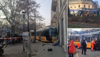 Video/ Aksidenti i rëndë me një të vdekur në Milano, momenti kur tramvaji del nga shinat dhe përplaset me dyqanin