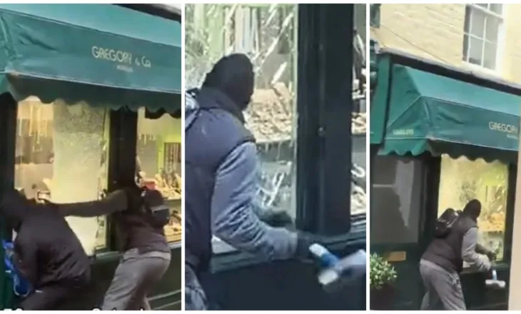 VIDEO/ Grabitje spektakolare në mes të ditës në një dyqan bizhuterish në Londër, autorët largohen me çantën plot
