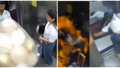 VIDEO/ Shpërthejnë tullumbacet me helium në ashensor në Indi, dy persona të plagosur