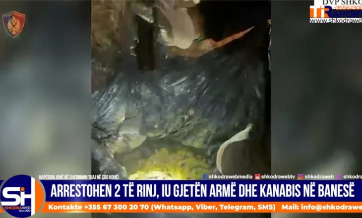 VIDEO+EMRAT – Arsenal armësh dhe lëndë narkotike në banesë, arrestohen dy të rinjtë në Urën e Shtrenjtë