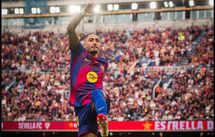 Barcelona mbaron punë ndaj Sevilla që në pjesën e parë. Raphinha nuk gabon nga pika e bardhë, Olmo nuk fal (video)