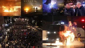 E plotë/ PD 3 orë protestë me molotovë, fishekzjarre dhe flamurin gjerman. Berisha lëndohet me spray në sy. 6 efektivë të policisë të plagosur