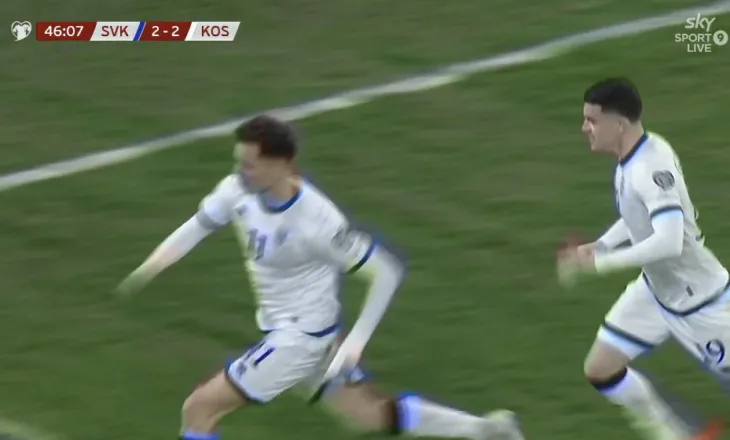 GOOOOOOOOOOOOOL ASLLANIIIIIIIIIII! Kosova e nis super pjesën e dytë, barazohen shifrat në Bratislavë (video)