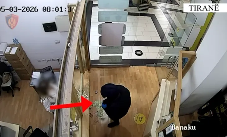 Grabiti 3 milionë lekë me armë në një këmbim valutor, publikohen pamje të reja nga vjedhja në ‘5 Maj’