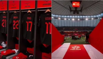 Kombëtarja luan me fanellën ‘e fatit’ në Varshavë, brenda dhomës së zhveshjes së Kombëtares! Ekipi niset drejt stadiumit