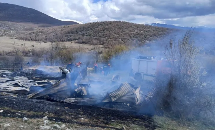 Merr flakë stalla në Kolonjë, digjen misër, elb dhe jonxhë