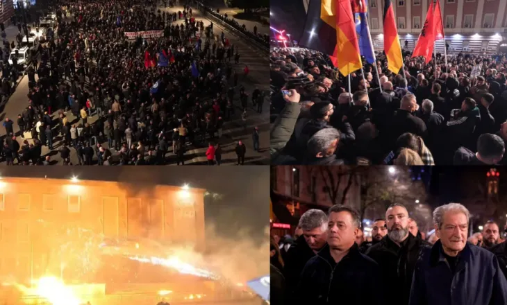 Protesta marshim nga PD, lëndohen nga molotovët dy efektivët e forcave Shqiponja