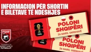 Shorti për biletat e ndeshjes Poloni–Shqipëri, të hënën hapen aplikimet për tifozët shqiptarë