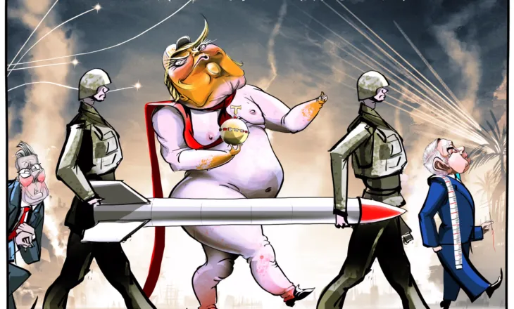 The Guardian: Karikatura e Ella Baron mbi luftën e Trump dhe Netanyahut kundër Iranit