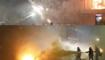 Tre orë nën zhurmën e molotovëve, protesta e opozitës në Tiranë shoqërohet me tensione: 24 të shoqëruar, mes tyre 5 të mitur