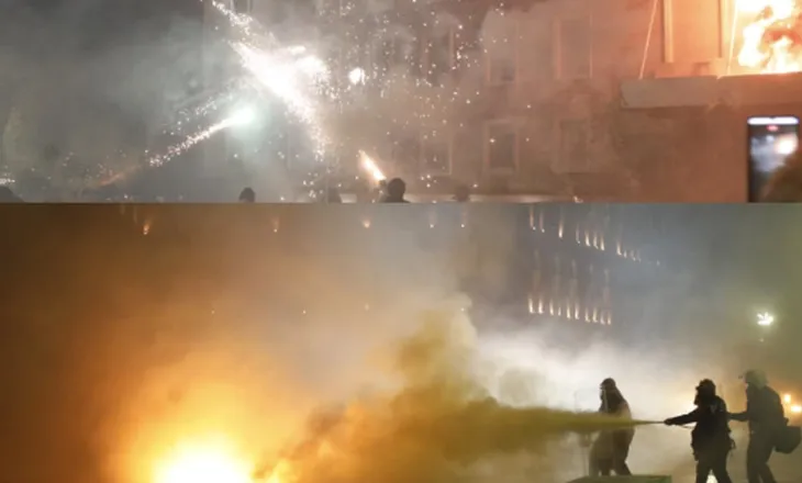 Tre orë nën zhurmën e molotovëve, protesta e opozitës në Tiranë shoqërohet me tensione: 24 të shoqëruar, mes tyre 5 të mitur