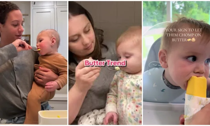 Trendi i fundit në TikTok: Prindërit po i ushqejnë foshnjat e tyre me gjalpë, por çfarë thonë ekspertët