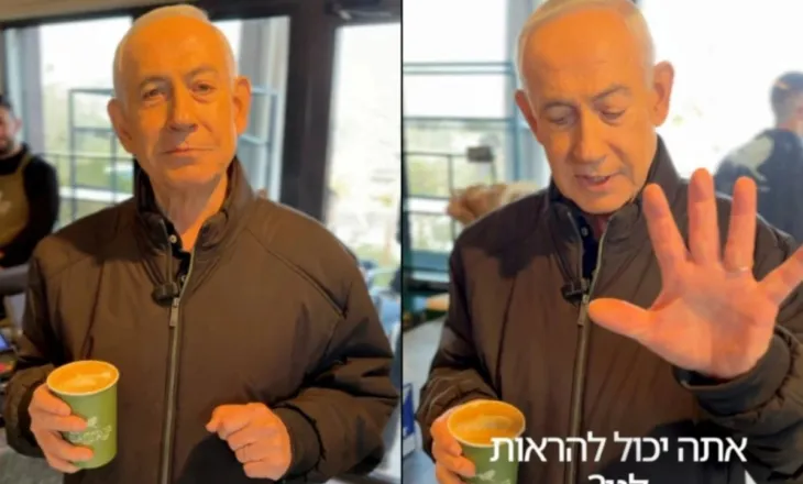 U aludua se ishte vrarë gjatë një sulmi iranian, kryeministri izraelit pi kafe i qetë dhe tallet, publikohen pamjet